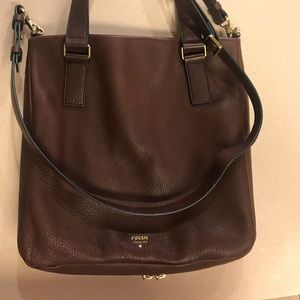 Brown leather Fossil handbag